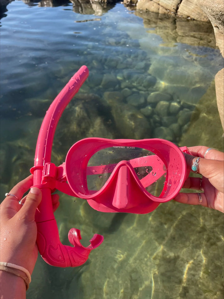 Seaside ave Diving / Snorkelling Mask & Snorkel Set - Hibiscus Pink